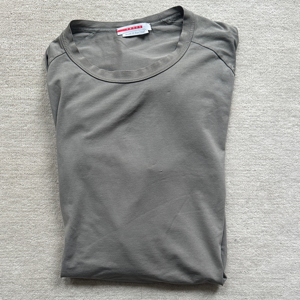 Prada Men's Long-Sleeve Crew Neck Shirt - Gray